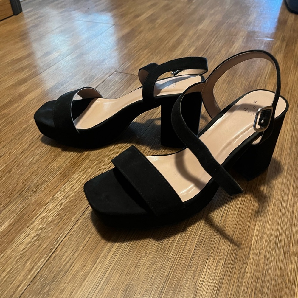 Black chunky heels
